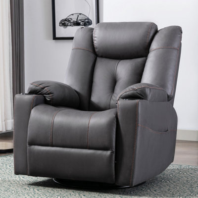 Afton Fabric Recliner Rocking Swivel Gaming Cinema Lounge Sofa Chair Charcoal