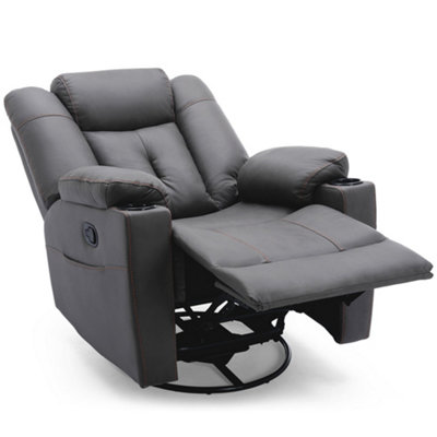Afton Fabric Recliner Rocking Swivel Gaming Cinema Lounge Sofa Chair Charcoal