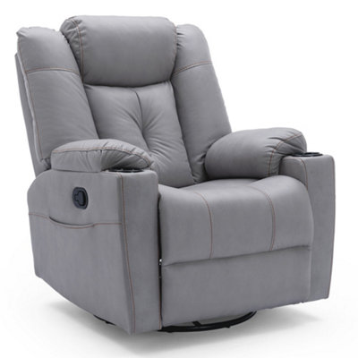Afton Fabric Recliner Rocking Swivel Gaming Cinema Lounge Sofa Chair (Grey)