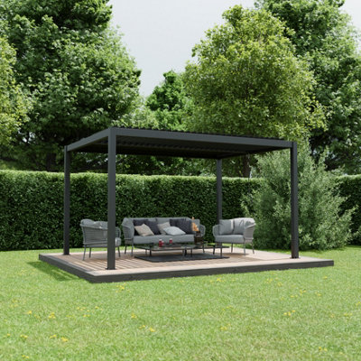 Agadon Aluminium Pergola Shading System 300 x 400 cm Anthracite - 5 Year Guarantee