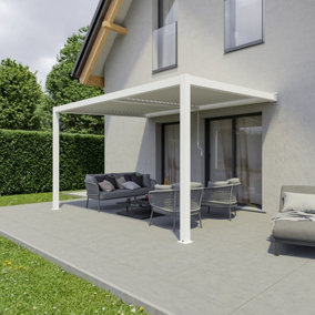 Agadon Aluminium Pergola Shading System 400 x 300 cm White Wall Mounted