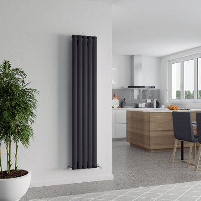 Agadon Berlin Aluminium Designer Radiator 1800 x 345 mm Textured Anthracite - 2782 BTU - 10 Years Guarantee