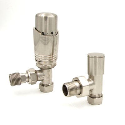 Agadon Deluxe TRV Radiator Valve Set Angled Nickle