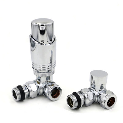 Agadon Deluxe TRV Radiator Valve Set Corner Chrome | DIY at B&Q