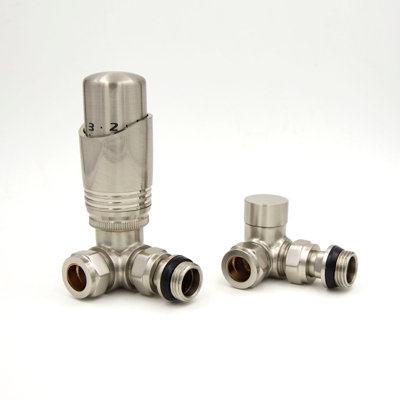 Agadon Deluxe TRV Radiator Valve Set Corner Nickle | DIY at B&Q