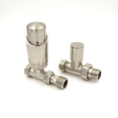 Agadon Deluxe TRV Radiator Valve Set Straight Nickle