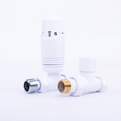 Agadon Deluxe TRV Radiator Valve Set Straight White | DIY at B&Q