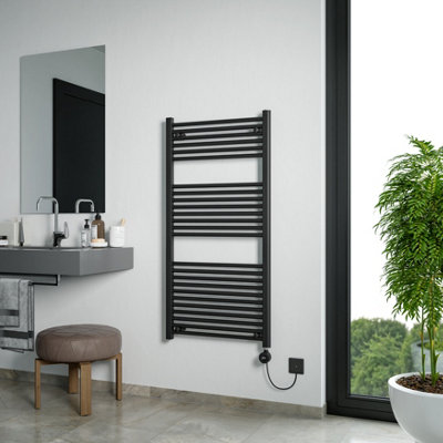Agadon Grace Electric Towel Radiator - 1200 x 600 mm Black - 600 W Smart Heating Element