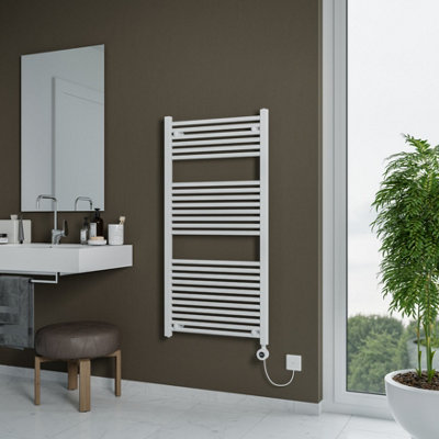 Agadon Grace Electric Towel Radiator - 1200 x 600 mm White - 600 W Smart Heating Element