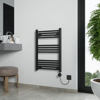 Agadon Grace Electric Towel Radiator - 750 x 500 mm Black - 300 W Smart Heating Element