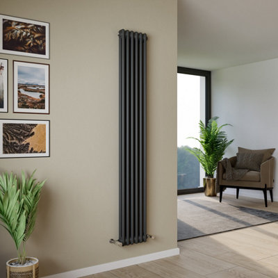 Agadon Kylo 2 Column Radiator 1800 x 290 mm Anthracite - 3462 BTU