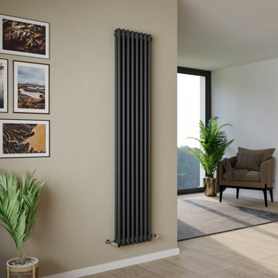 Agadon Kylo 2 Column Radiator 1800 x 380 mm Textured Anthracite - 3607 ...