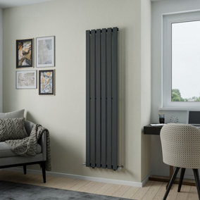 Agadon Lola Designer Panel Radiator 1800 x 448 mm Textured Anthracite - 3734 BTU