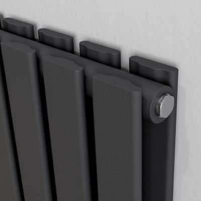Agadon Lola Duplex Designer Panel Radiator 1800 x 372 mm Textured Anthracite - 3864 BTU - 5 Year Guarantee
