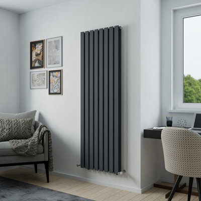 Agadon Lola Duplex Designer Panel Radiator 1800 x 600 mm Textured  Anthracite - 6178 BTU - 5 Year Guarantee | DIY at Bu0026Q