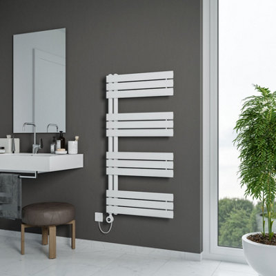 Agadon Lola Open Electric Designer Panel Towel Radiator - 1200 x 600 mm White - 600 W Smart Heating Element