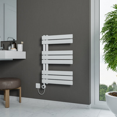 Agadon Lola Open Electric Designer Panel Towel Radiator - 750 x 500 mm White - 300 W Smart Heating Element
