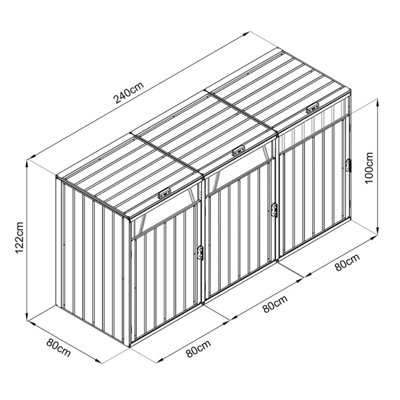 Agadon Metal 3 Bin Storage (Triple)