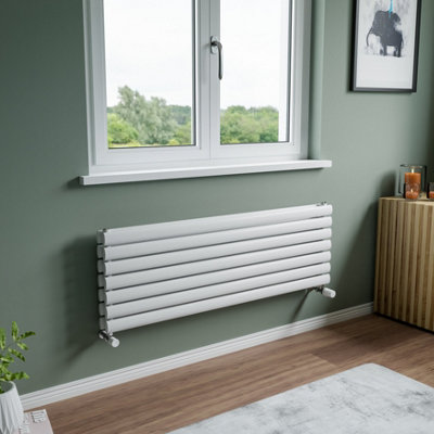 Agadon Neo Duplex Horizontal Designer Radiator 410 x 1200 mm White - 3034 BTU - 10 Years Guarantee