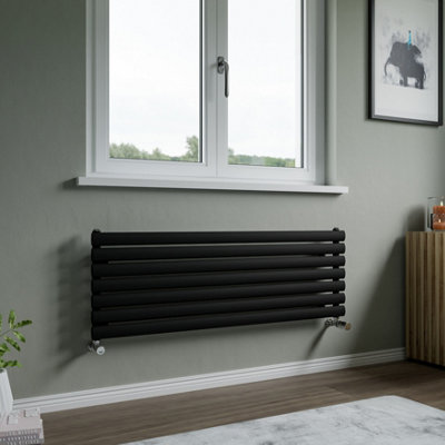 Agadon Neo Horizontal Designer Radiator 410 x 1200 mm Textured Black - 1846 BTU - 10 Years Guarantee