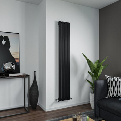 Agadon Panio Designer Panel Radiator 1800 x 295 mm Textured Black - 1949 BTU - 10 Year Guarantee