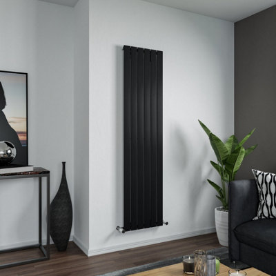 Agadon Panio Designer Panel Radiator 1800 x 445 mm Textured Black - 2925 BTU - 10 Year Guarantee
