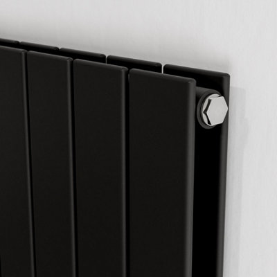 Agadon Panio Duplex Designer Panel Radiator 1800 x 295 mm Textured Black - 2683 BTU - 10 Year Guarantee
