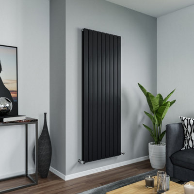 Agadon Panio Duplex Designer Panel Radiator 1800 x 670 mm Textured Black - 6038 BTU - 10 Year Guarantee