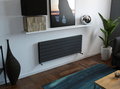 Agadon Panio Duplex Horizontal Designer Panel Radiator 445 x 1200 mm Anthracite - 3120 BTU - 10 Years Guarantee