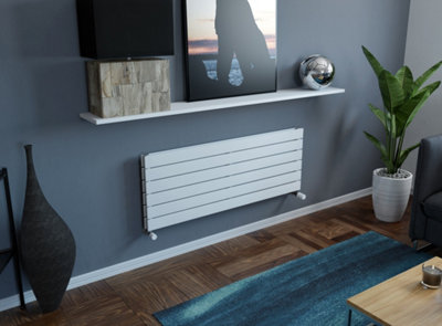 Agadon Panio Duplex Horizontal Designer Panel Radiator 445 x 1200 mm White - 3120 BTU - 10 Years Guarantee