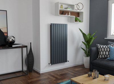 Agadon Panio Duplex Vertical Designer Panel Radiator 1200 x 445 mm Anthracite - 2785 BTU - 10 Years Guarantee