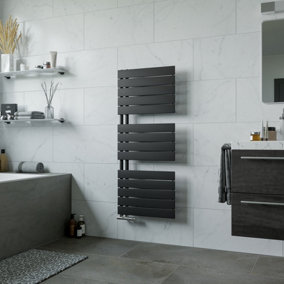 Agadon Panio Up Designer Panel Towel Radiator 1195 x 500 mm Black - 2109 BTU - 10 Years Guarantee