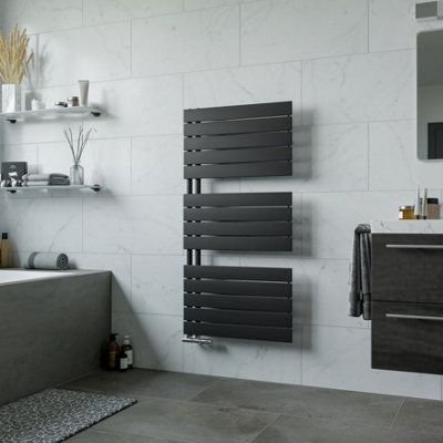 Agadon Panio Up Designer Panel Towel Radiator 1195 x 600 mm Black - 2457 BTU - 10 Years Guarantee