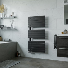 Agadon Panio Up Designer Panel Towel Radiator 1195 x 600 mm Black - 2457 BTU - 10 Years Guarantee