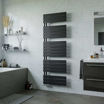 Agadon Panio Up Designer Panel Towel Radiator 1720 x 600 mm Black - 3444 BTU - 10 Years Guarantee