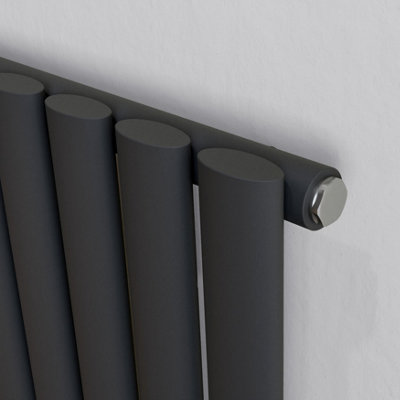 Agadon Solo Designer Oval Tube Radiator 1800 x 480 mm Textured Anthracite - 4199 BTU