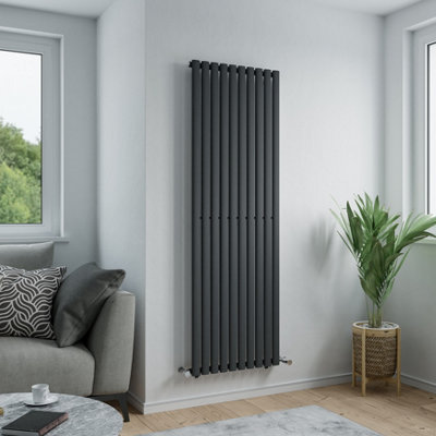 Agadon Solo Designer Oval Tube Radiator 1800 x 600 mm Textured Anthracite - 5250 BTU