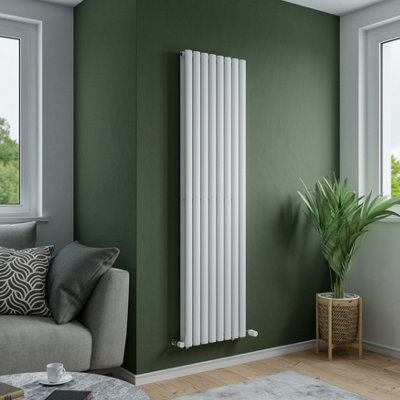 Agadon Solo Duplex Designer Oval Tube Radiator 1800 x 480 mm White - 4672 BTU - 5 Year Guarantee