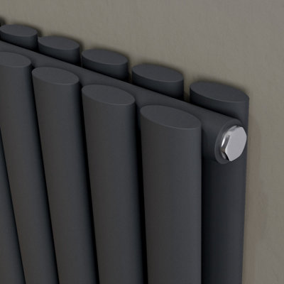 Agadon Solo Duplex Designer Oval Tube Radiator 1800 x 600 mm Textured Anthracite - 7424 BTU