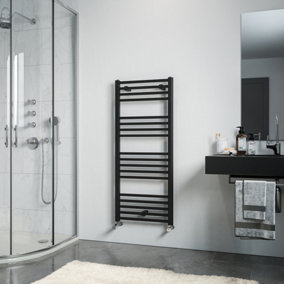 Agadon Willow Designer Towel Radiator 1174 x 500 mm Black - 1611 BTU - 10 Years Guarantee