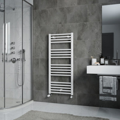 Agadon Willow Designer Towel Radiator 1174 x 500 mm White - 1611 BTU - 10 Years Guarantee