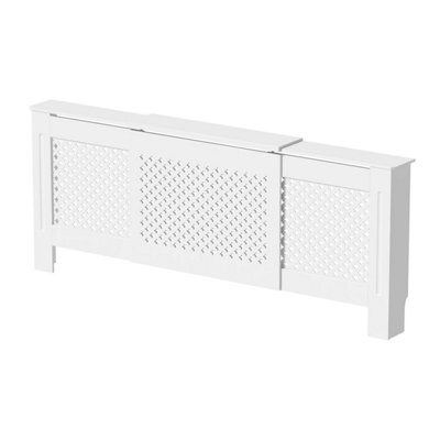 Agnite Adjustable Radiator Cover Diamond Style White MDF Easy ...