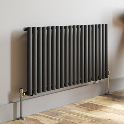 Agnite Anthracite Designer Radiator Horizontal Oval Column Single Panel ...