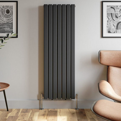 Agnite Anthracite Designer Radiator Vertical Flat Panel Double Panel ...