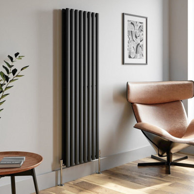 Agnite Anthracite Designer Radiator Vertical Oval Column Double Panel ...