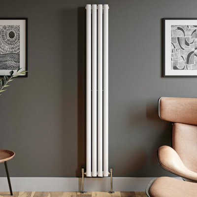 Agnite Designer Radiator Vertical White Oval Column Rads Double Panel ...
