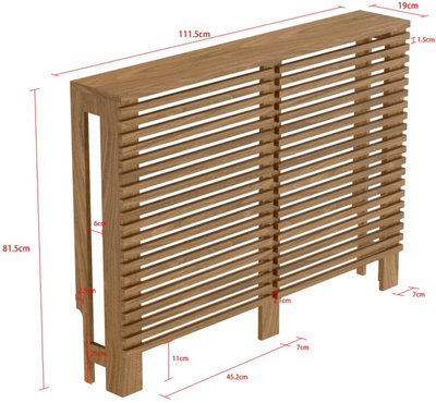 Agnite Radiator Cover Walnut Modern Horizontal Slat Shelves MDF Cabinet ...