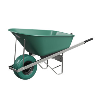 Agri Barrow Wheelbarrow 120 Litre Plastic Tub Puncture Proof Fat Tyre Green