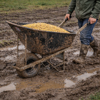 Agri Barrow Wheelbarrow 160 Litre Plastic Tub Puncture Proof Fat Tyre Black