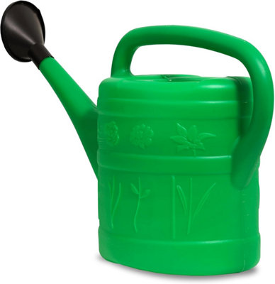AGRITRADE AK 10L GREEN PLASTIC WATERING CAN W/BLACK ROSE HEAD FOR